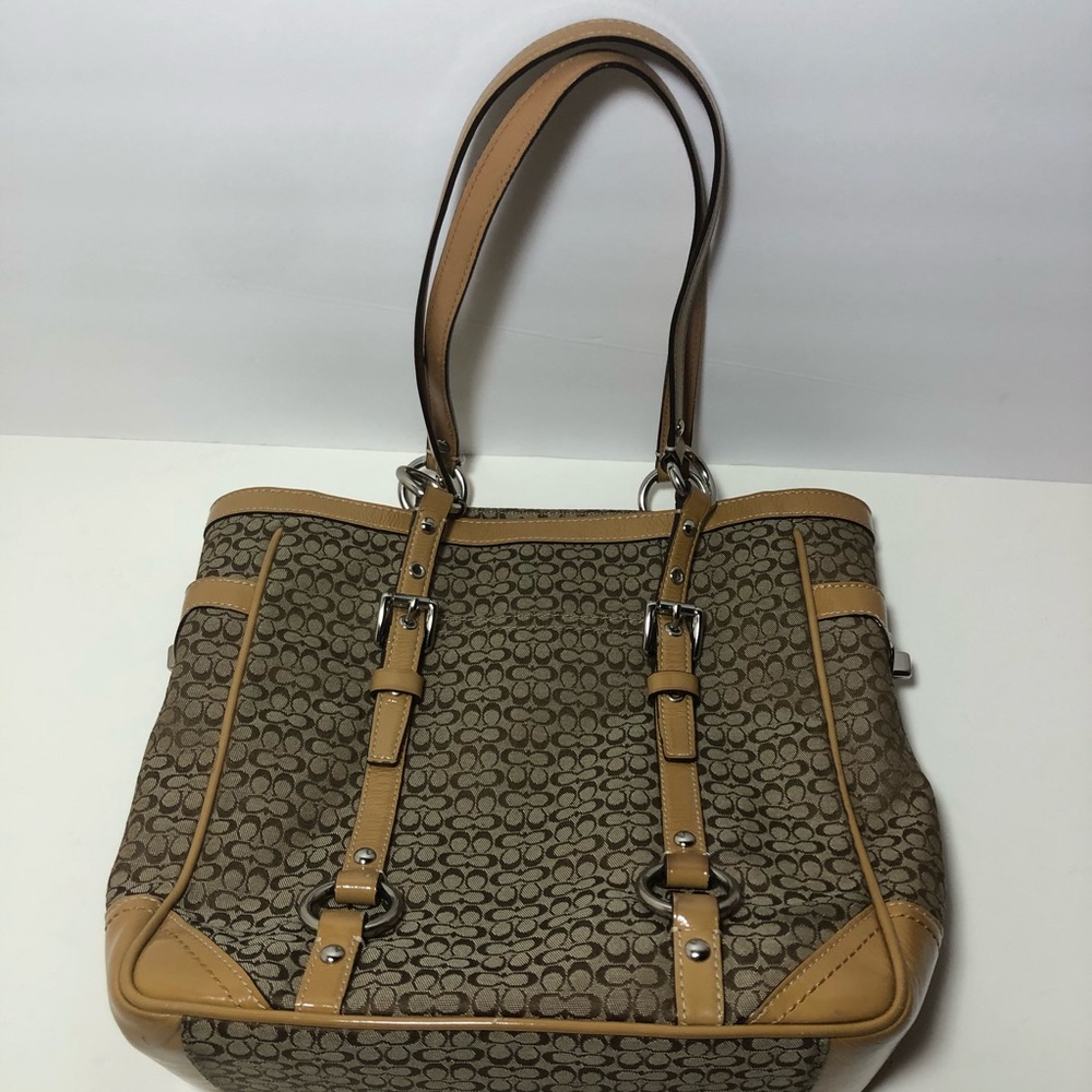 Coach mini c gallery tote bag purse patent leather